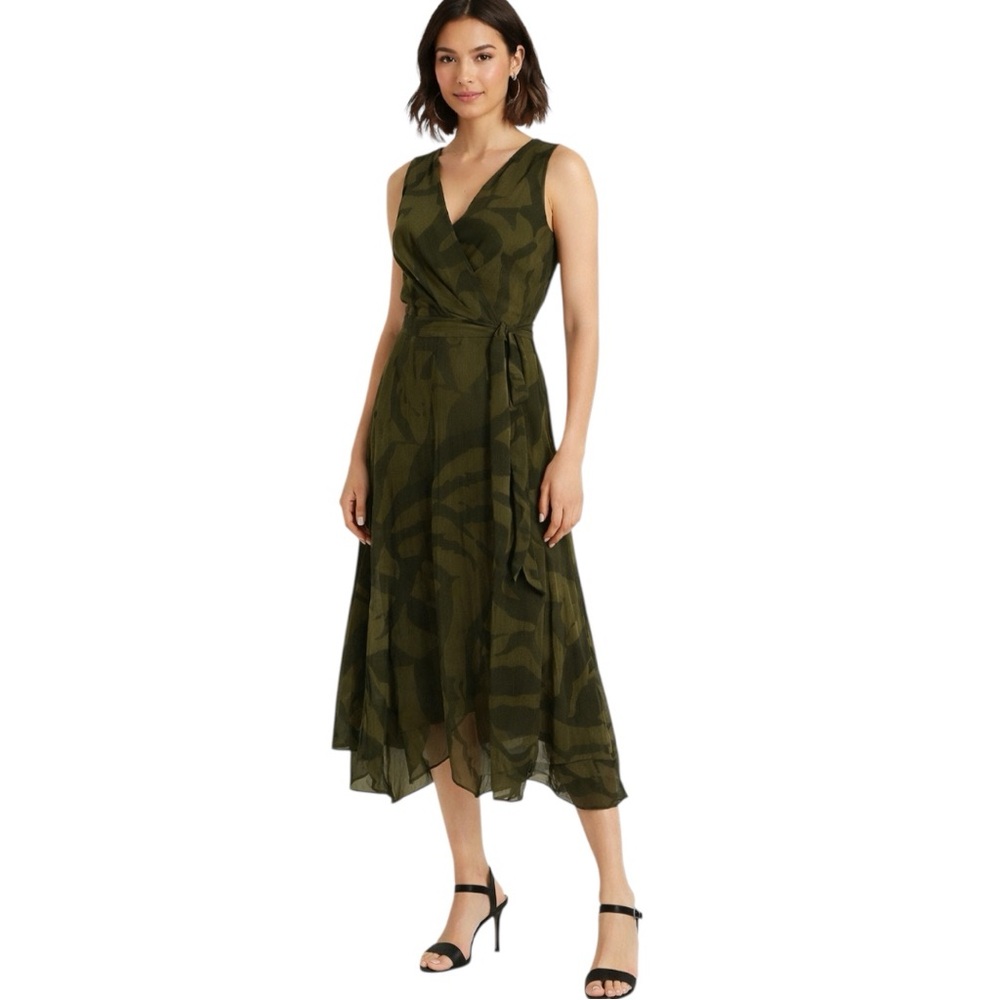Lauren Ralph Lauren Green Midi Dress NWT Size 16 Fit & Flare